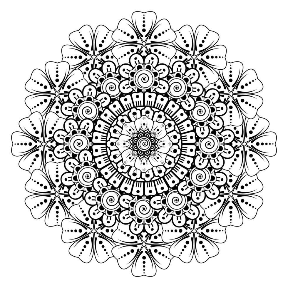 padrão circular em forma de mandala com flor mehndi vetor