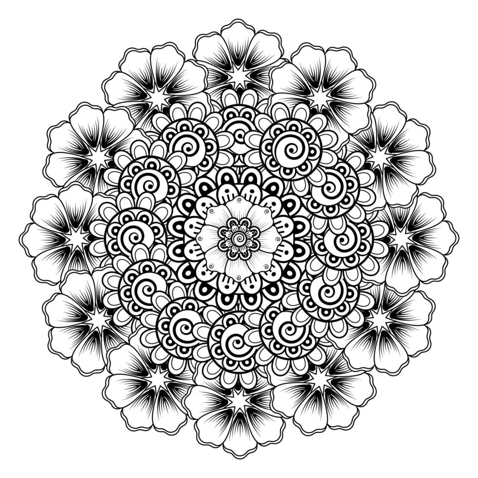 padrão circular em forma de mandala com flor mehndi vetor