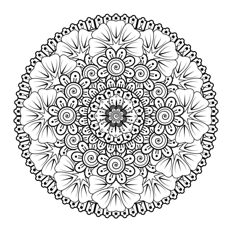 padrão circular em forma de mandala com flores de henna. vetor