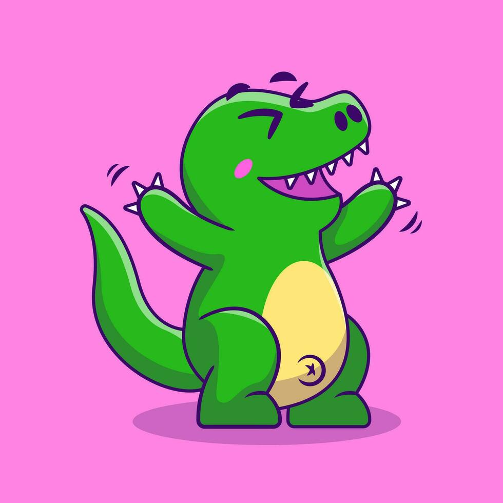 fofa dino feliz desenho animado vetor ilustração. plano desenho animado conceito.