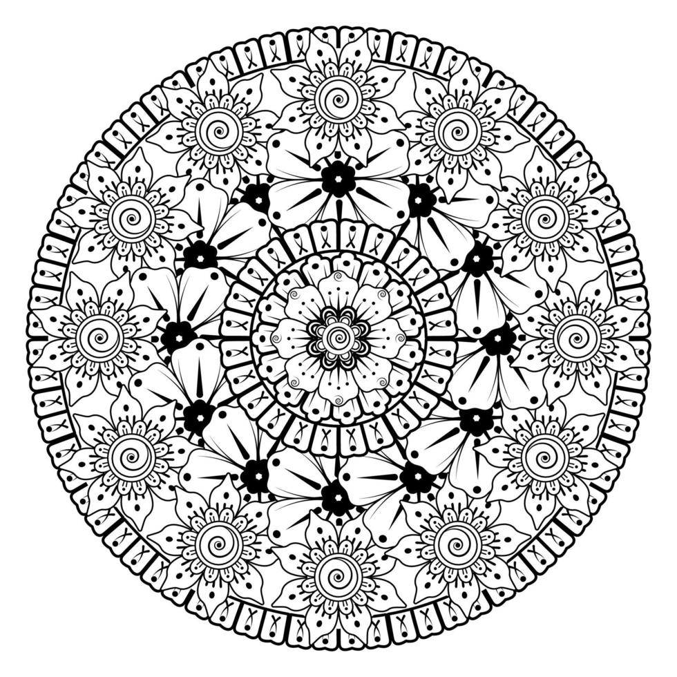 padrão circular em forma de mandala com flores de henna. vetor