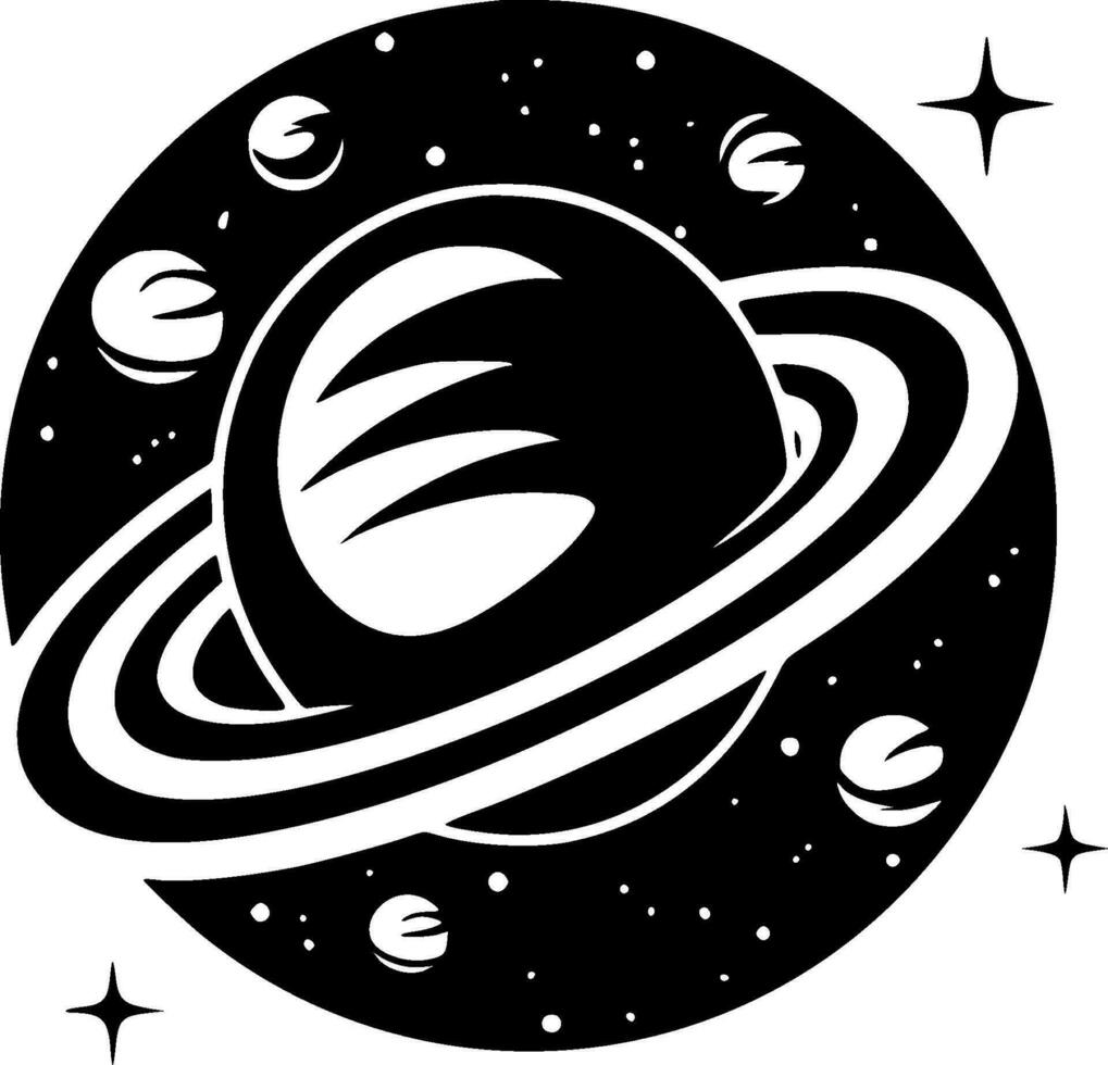 galáxia - Preto e branco isolado ícone - vetor ilustração