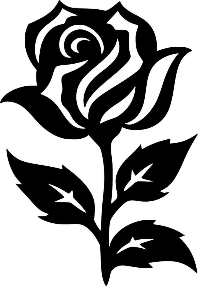 flor - Preto e branco isolado ícone - vetor ilustração