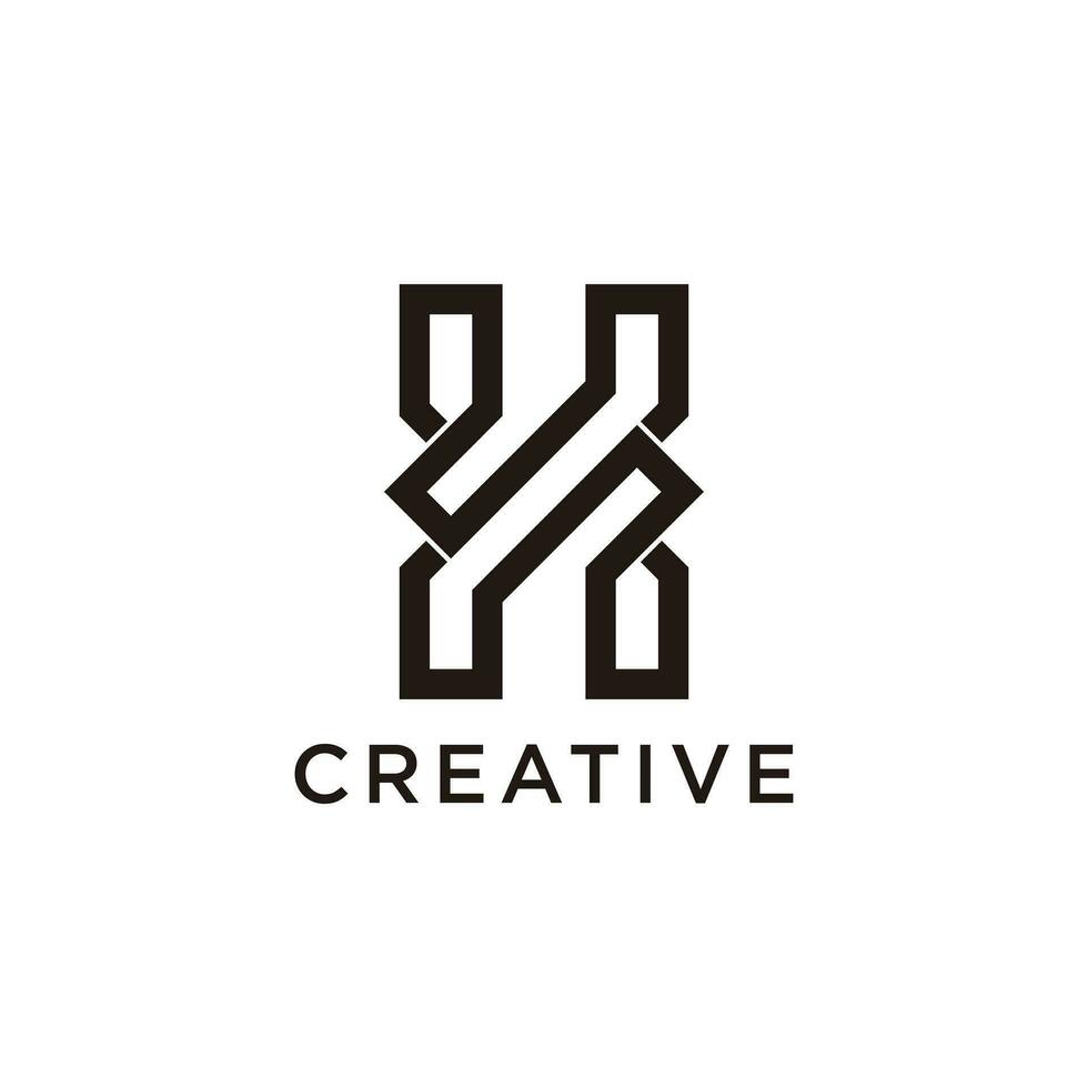 carta h moderno inicial criativo monograma tipografia logotipo vetor