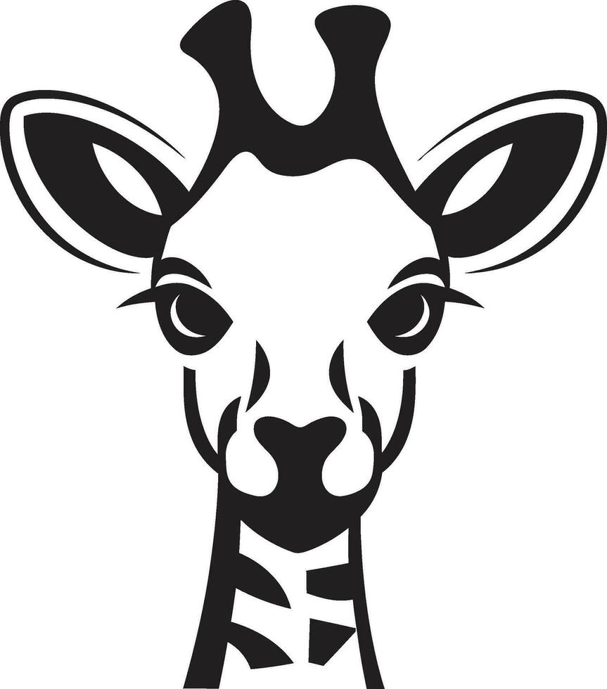 selvagem elegância dentro Preto girafa emblema a alta safári sentinela girafa ícone vetor