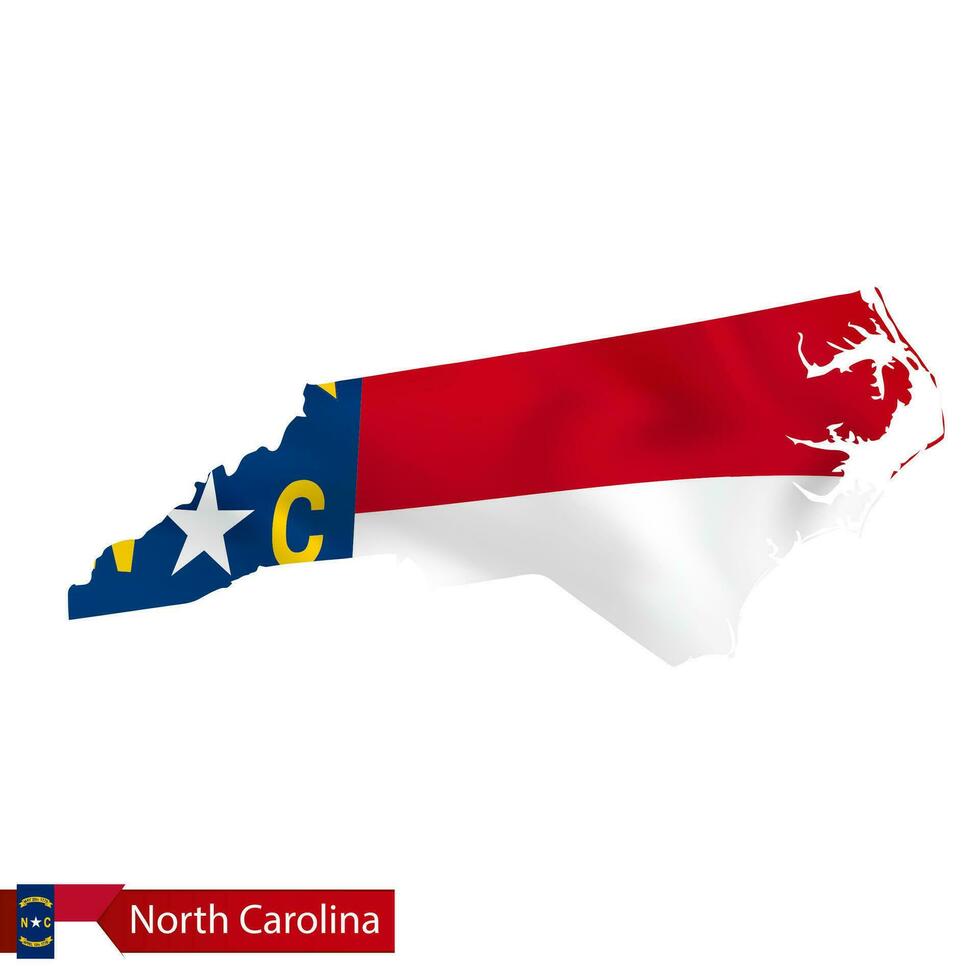 norte carolina Estado mapa com acenando bandeira do nos estado. vetor