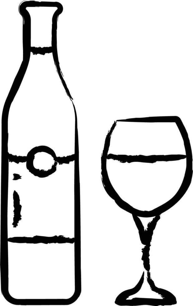 vinho vidro e garrafa mão desenhado vetor ilustração