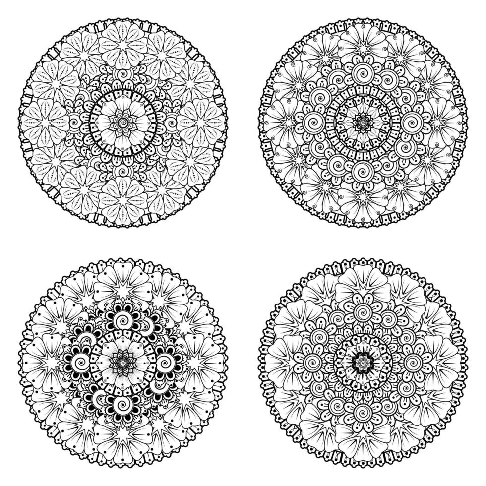 padrão circular em forma de mandala com flor para henna vetor