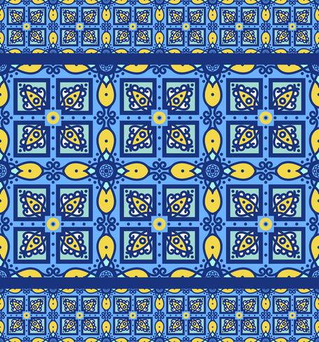 Azul ornamento azulejos portugueses tradicionais. Padrão sem emenda Oriental vetor