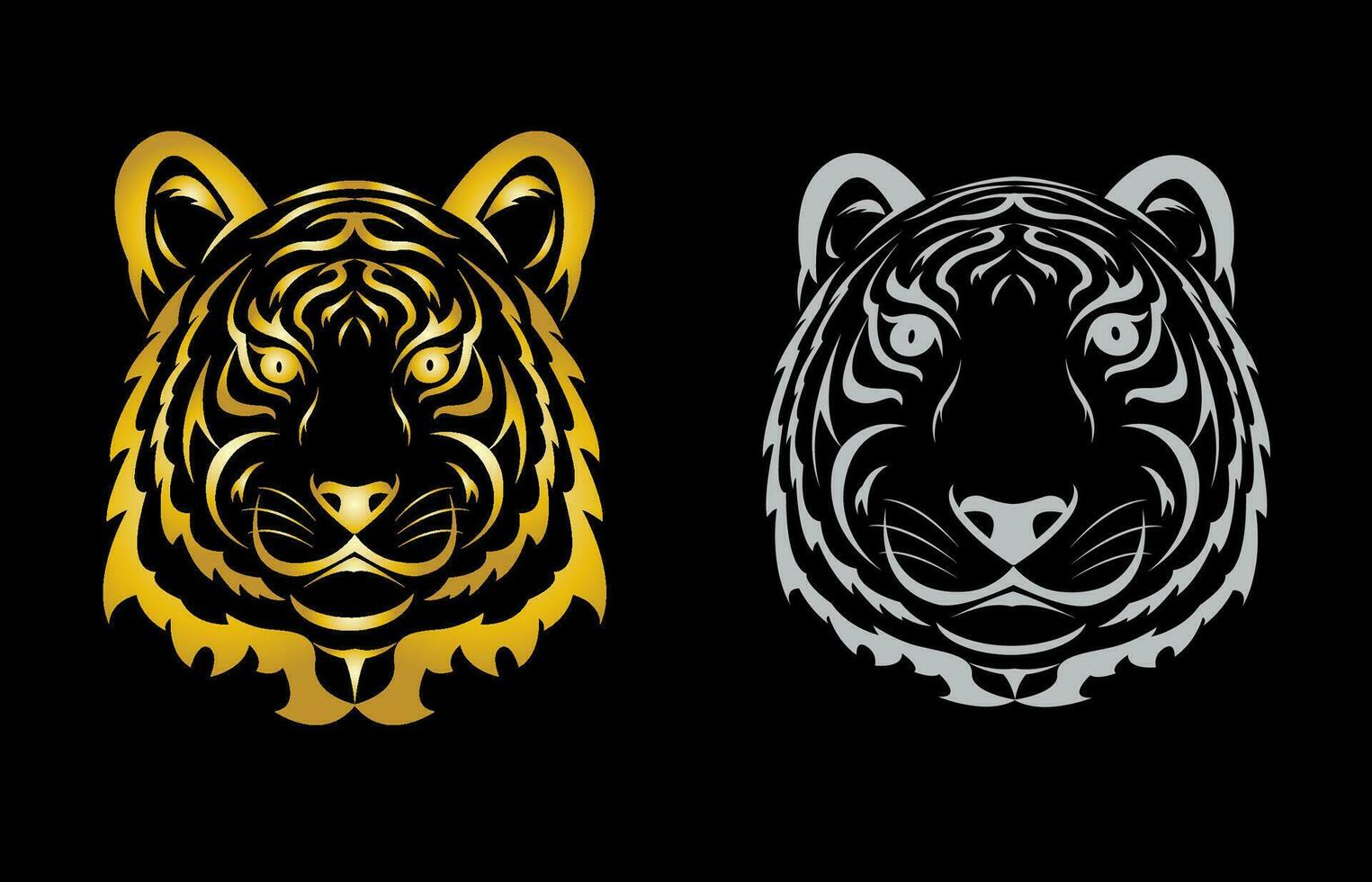 vetor do tigre cabeça em Preto fundo. animais selvagens animais. fácil editável em camadas vetor ilustração.