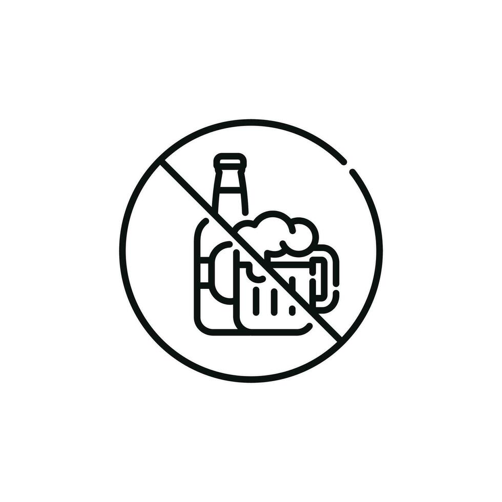 não álcool linha ícone placa símbolo isolado em branco fundo vetor