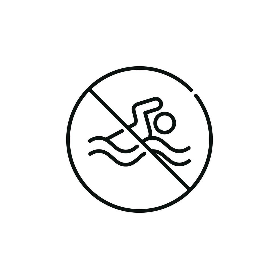 não natação linha ícone símbolo isolado em branco fundo vetor