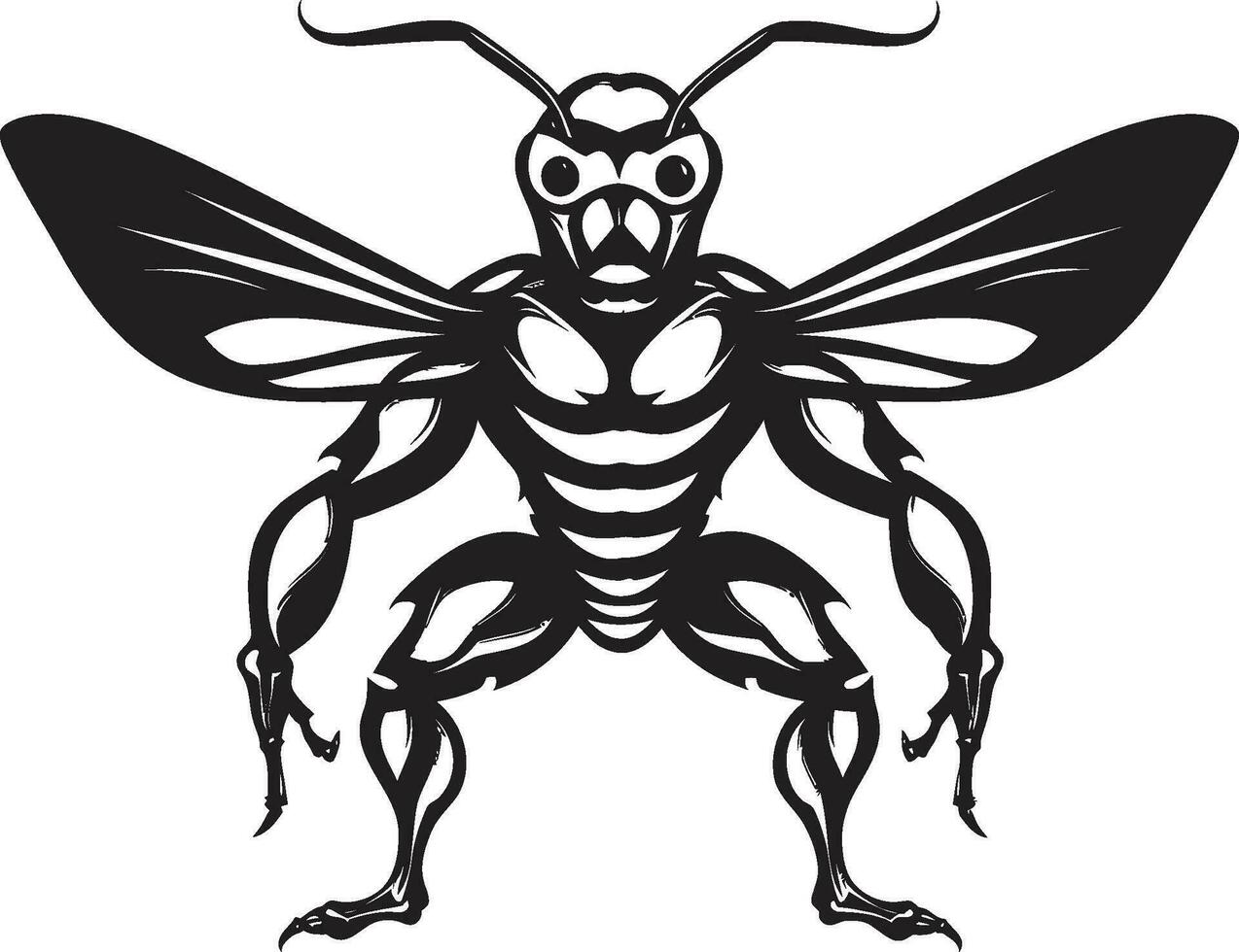 simplista beleza dentro Preto muscular inseto ícone predador silhueta majestade minimalista emblema vetor