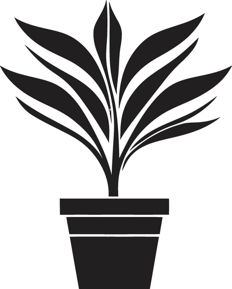 elegante jardinagem oásis emblemático ícone em vaso serenidade dentro Preto jardim logotipo vetor