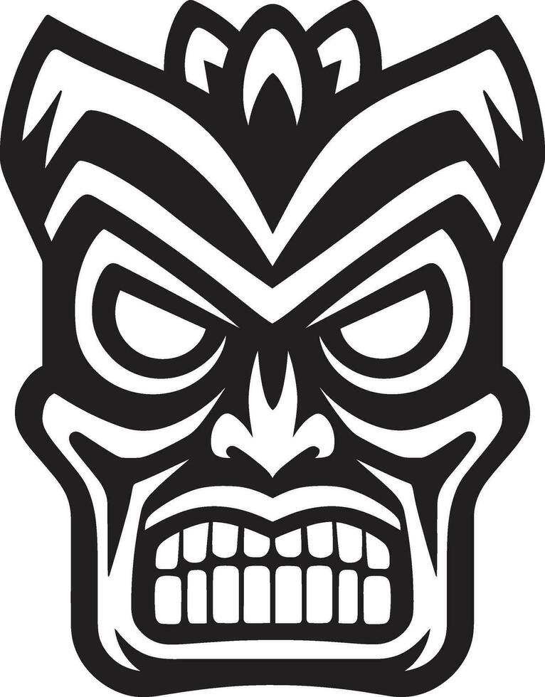 místico tiki mascarar moderno Preto logotipo Projeto com tribal talento intrincado tiki totem icônico monocromático vetor emblema