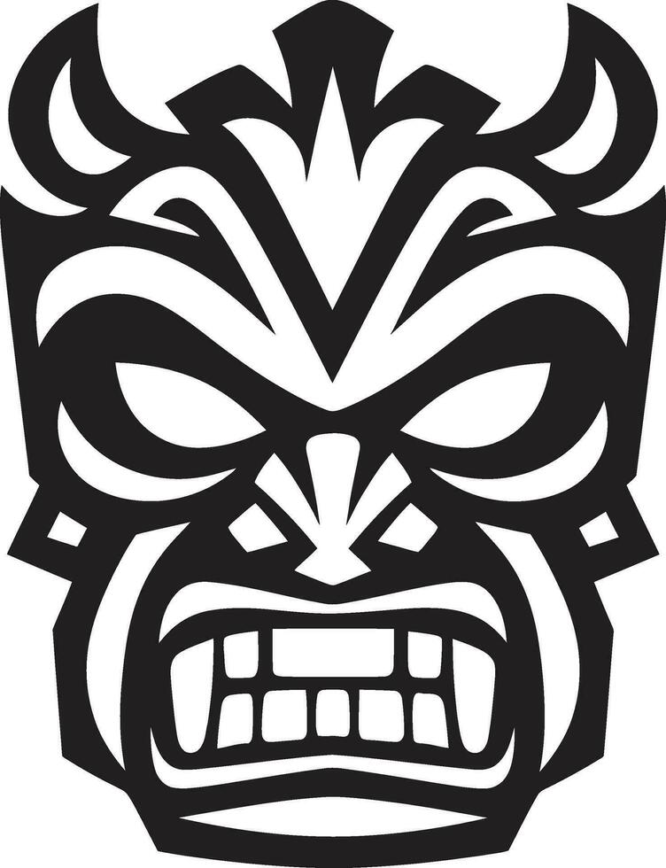minimalista indígena arte monocromático emblema ícone do cultural riqueza tiki vetor logotipo