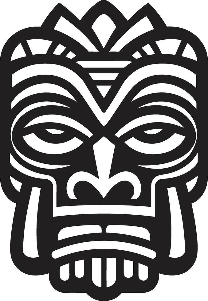 místico tiki mascarar moderno Preto logotipo Projeto com tribal talento intrincado tiki totem icônico monocromático vetor emblema