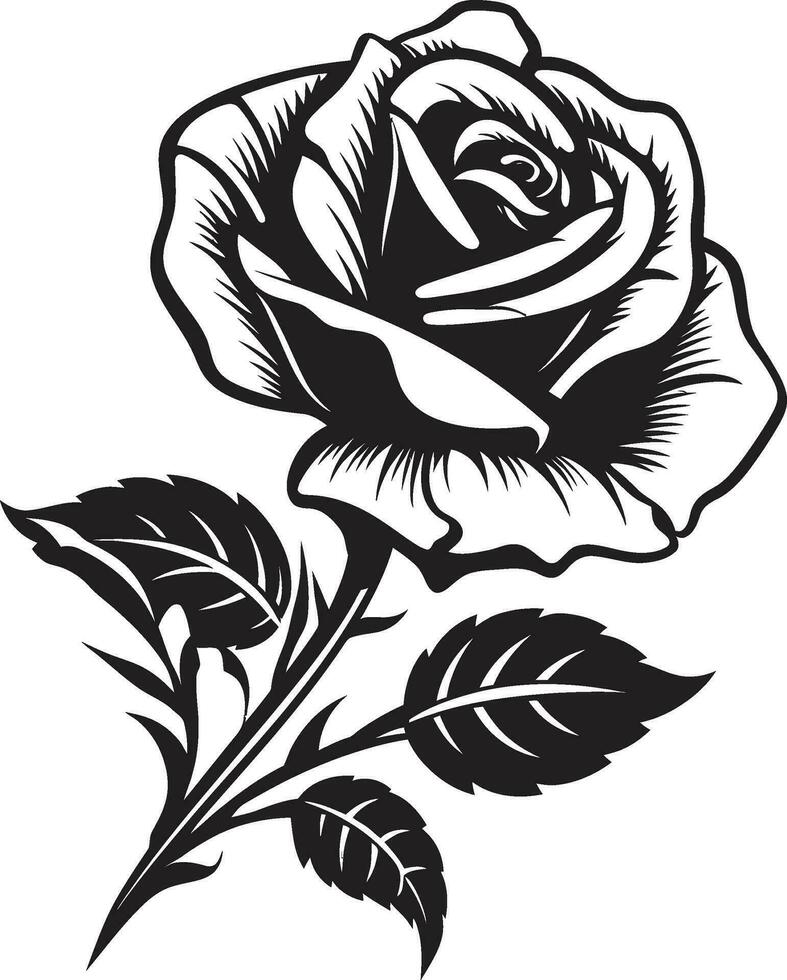 nobre guardião do pétala perfeição monocromático emblema Projeto serenata para rosas beleza moderno vetor emblema