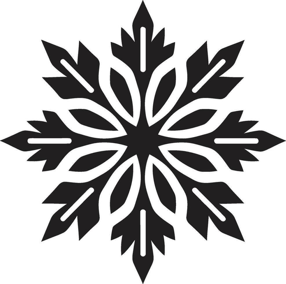 serenata dentro Preto e branco icônico logotipo cristal majestade dentro flocos de neve monocromático Projeto vetor