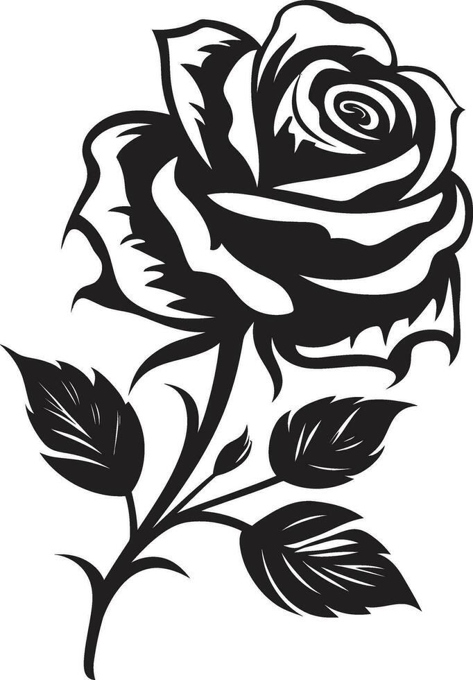 Eterno jardim majestade moderno rosa emblema régio floral ícone monocromático logotipo vetor