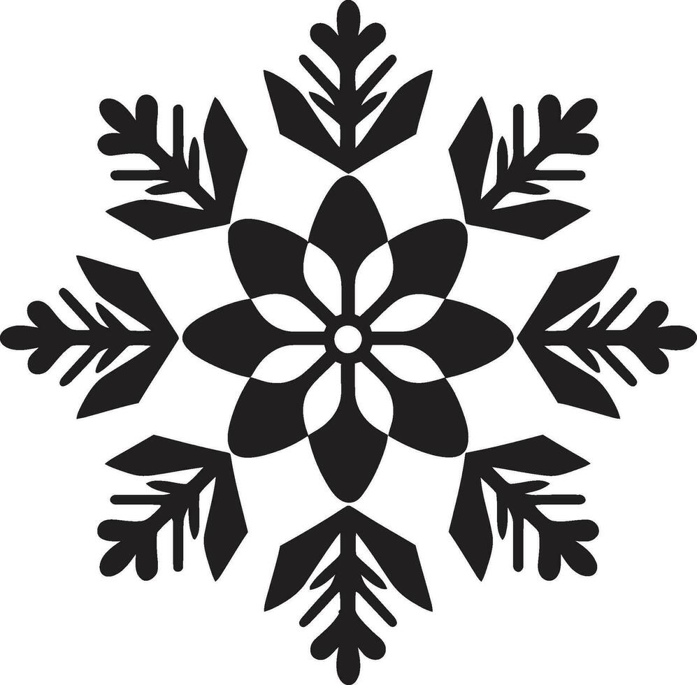 Eterno ícone do invernos deleite floco de neve emblema simplista neve silhueta Preto emblema vetor