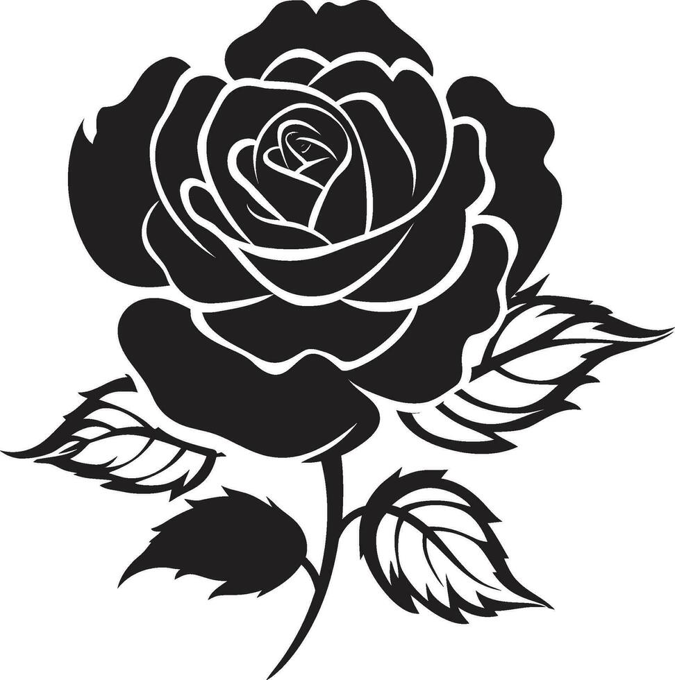 simplista beleza do natureza rosa ícone emblemático serenata dentro Preto logotipo símbolo vetor