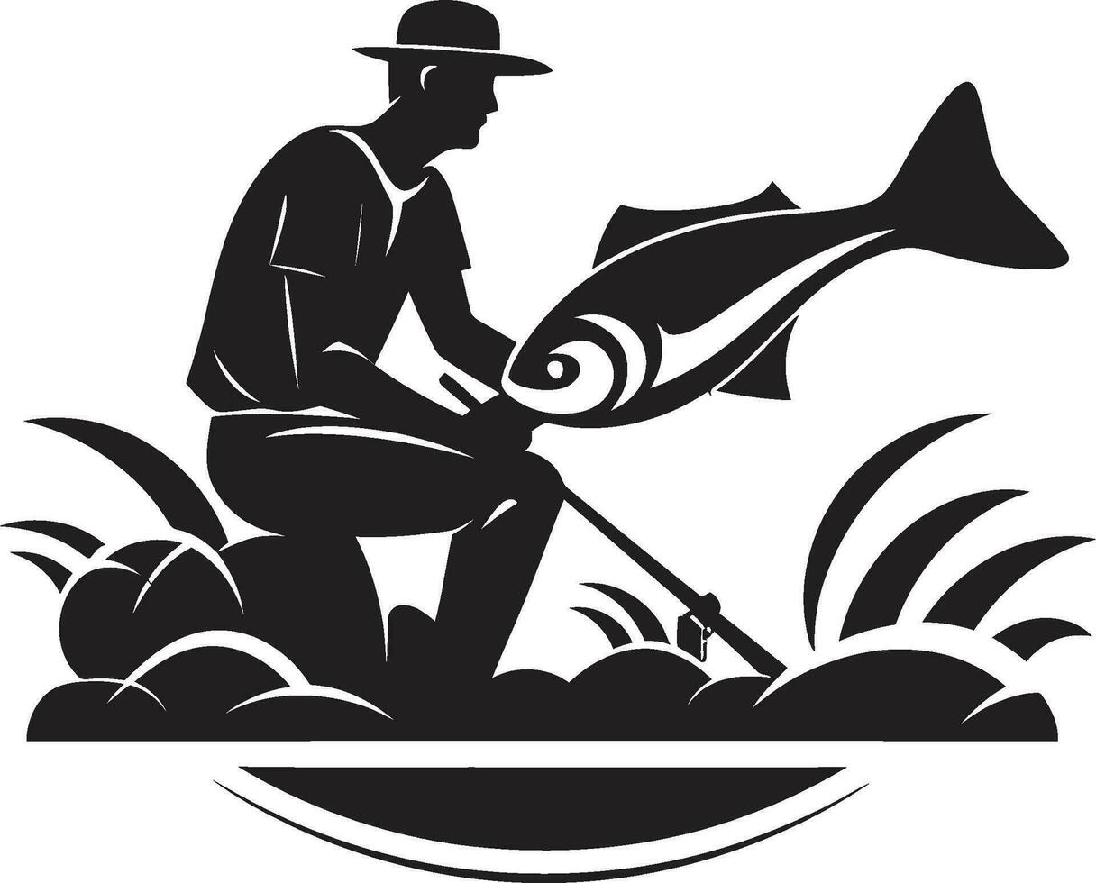 pescador logotipo ícone para seu local na rede Internet ou aplicativo pescador logotipo ícone para seu social meios de comunicação contas vetor