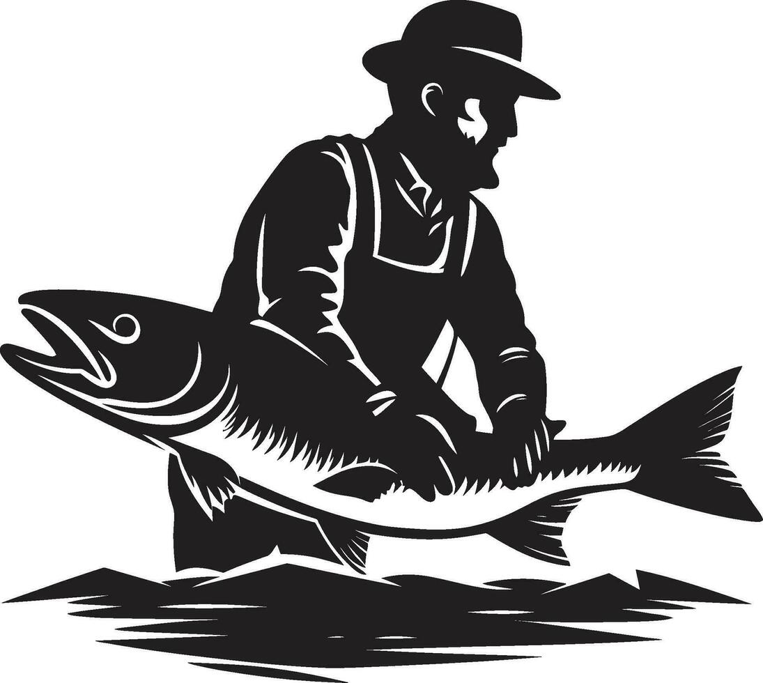 pescador logotipo com 3d efeito uma realista e imersivo Projeto pescador logotipo ícone para seu o negócio ou organização vetor