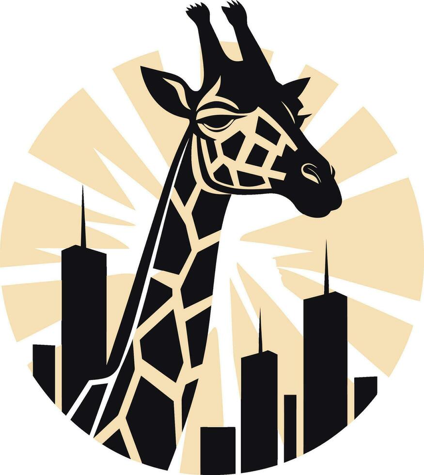 nobre pescoço ícone Preto girafa logotipo refinado animais selvagens elegância girafa emblema vetor