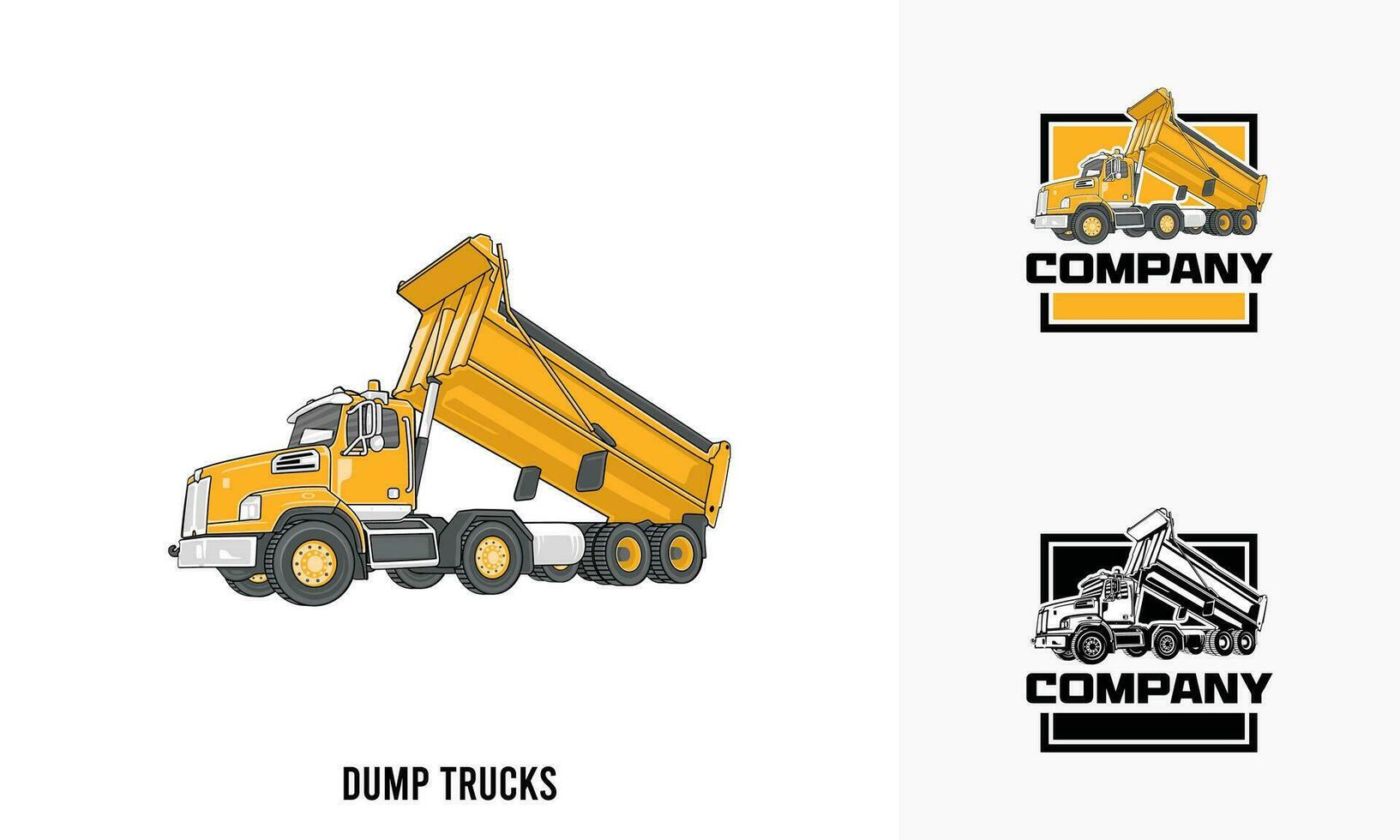 despejo caminhão pesado equipamento ilustração, despejo caminhão pesado equipamento logotipo crachá modelo vetor
