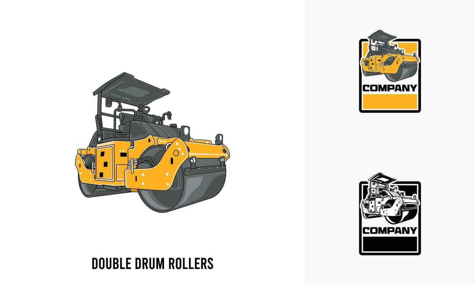 Duplo tambor rolos pesado equipamento ilustração, Duplo tambor rolos pesado equipamento logotipo crachá modelo vetor