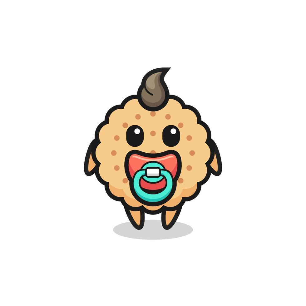 personagem de desenho animado de biscoitos redondos de bebê com chupeta vetor