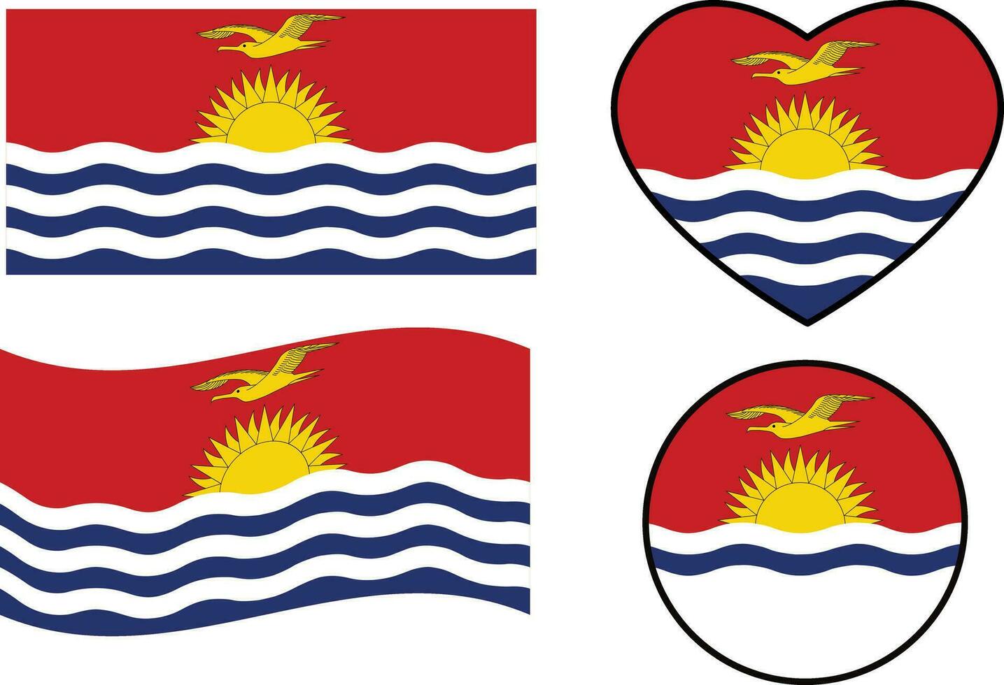 Kiribati bandeira ícone. acenando bandeira do Kiribati. coração Kiribati bandeira. volta Kiribati bandeira. plano estilo. vetor