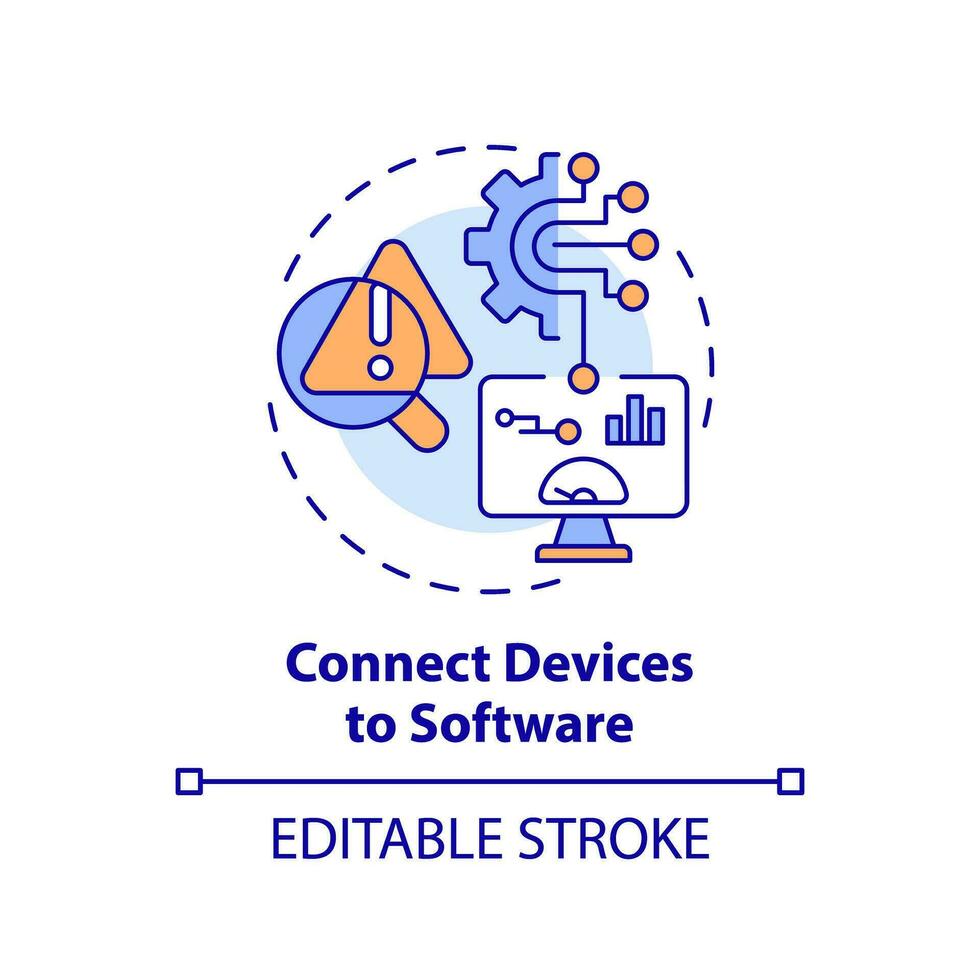 2d editável multicolorido ícone conectar dispositivos para Programas conceito, simples isolado vetor, preditivo manutenção fino linha ilustração. vetor