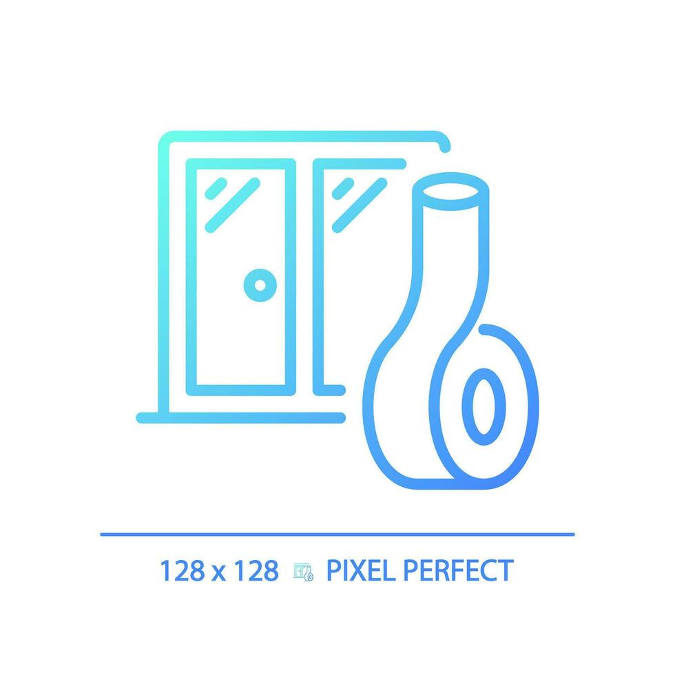 2d pixel perfeito gradiente à prova de som janelas gradiente ícone, isolado vetor, isolamento acústico azul fino linha ilustração. vetor