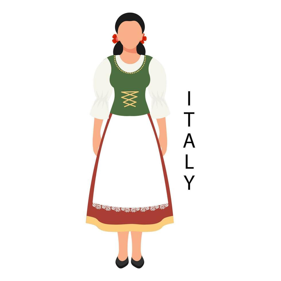 mulher dentro italiano folk retro fantasia. cultura e tradições do Itália. ilustração, vetor