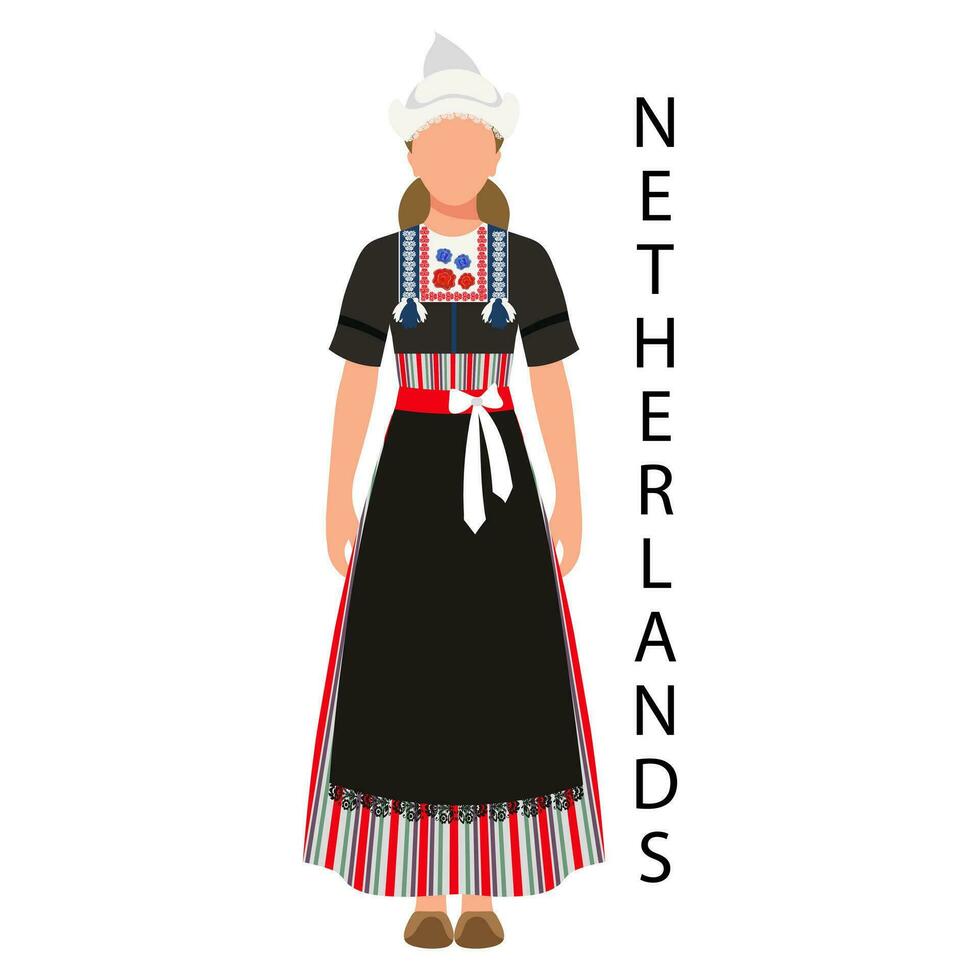 mulher dentro holandês folk traje e cocar. cultura e tradições do a Holanda. ilustração, vetor
