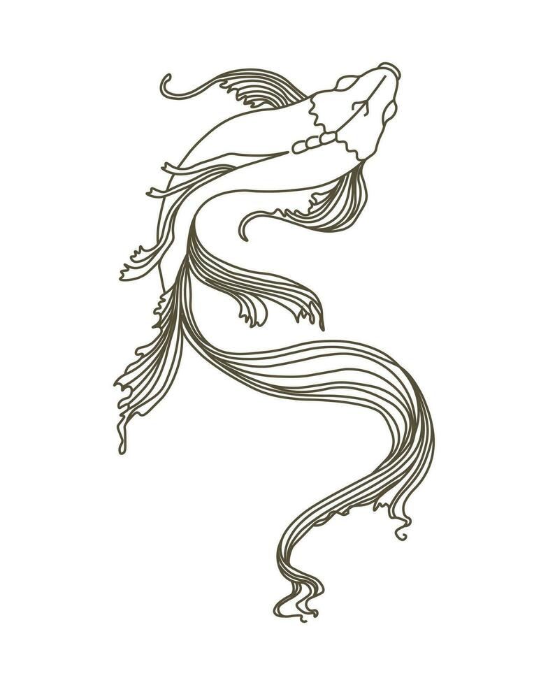silhueta do uma fofa elegante peixe. esboço, ícone, logotipo, tatuagem, vetor