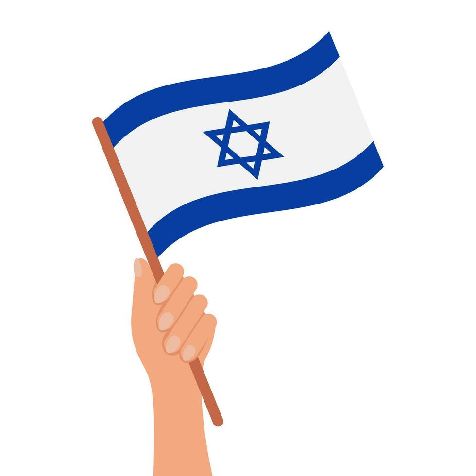 mão com Israel bandeira. Israel independência dia. ilustração, vetor