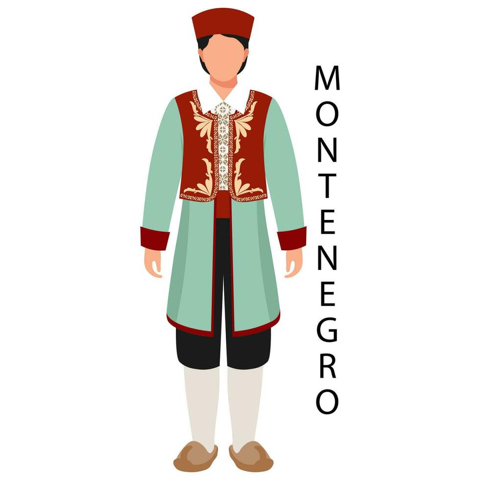 uma homem dentro montenegrino folk fantasia. cultura e tradições do Montenegro. ilustração, vetor