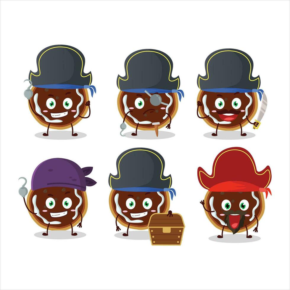 desenho animado personagem do biscoitos com geléia com vários piratas emoticons vetor