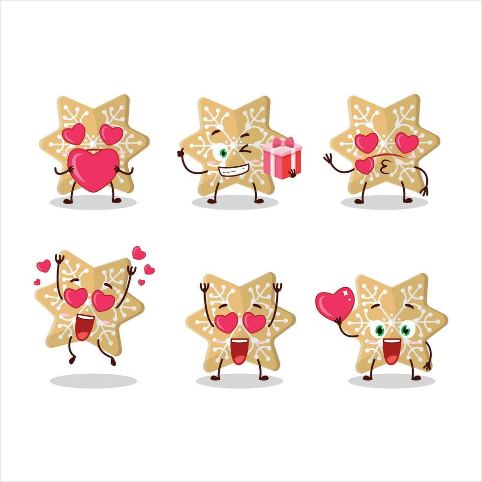 biscoitos neve desenho animado personagem com amor fofa emoticon vetor