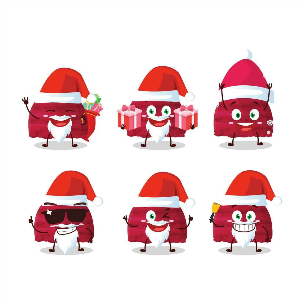 santa claus emoticons com cereja gelo creme colheres desenho animado personagem vetor