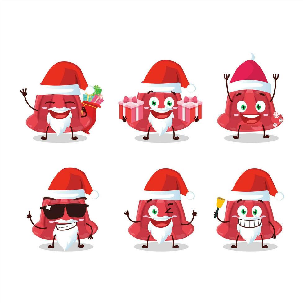 santa claus emoticons com vermelho pudim desenho animado personagem vetor