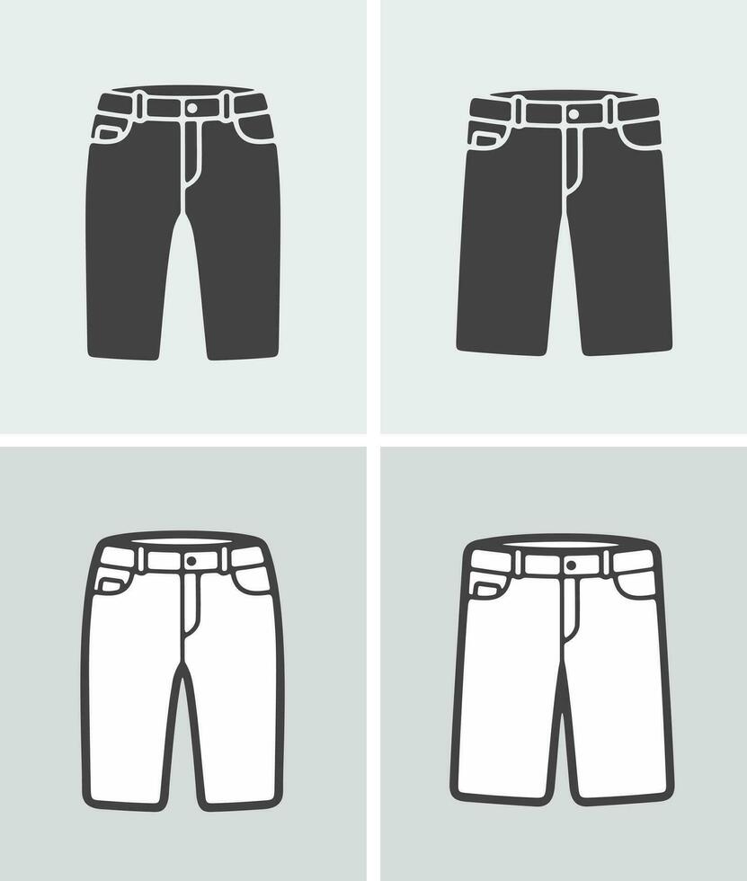 mulheres e masculino jeans shorts. roupas ícone em uma fundo. vetor ilustração.