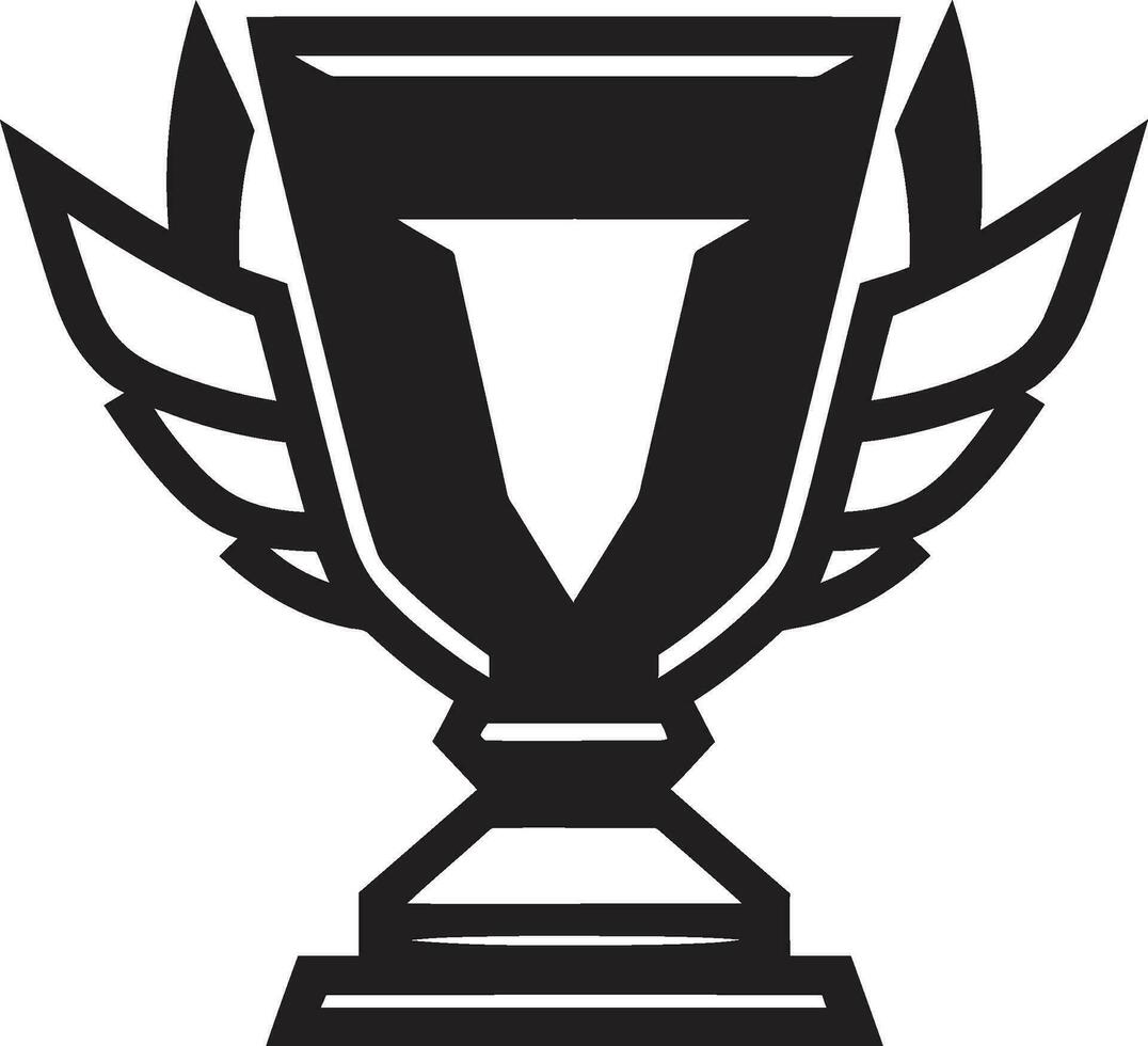 simplista elegância dentro Preto e branco emblemático ícone emblema do campeões serenidade troféu logotipo Projeto vetor