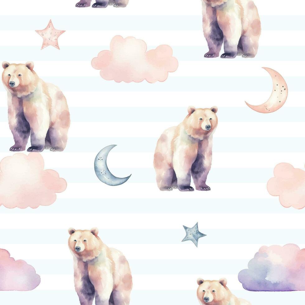 desatado fofa Urso animal padronizar. aguarela Urso vetor fundo dentro pastel cores