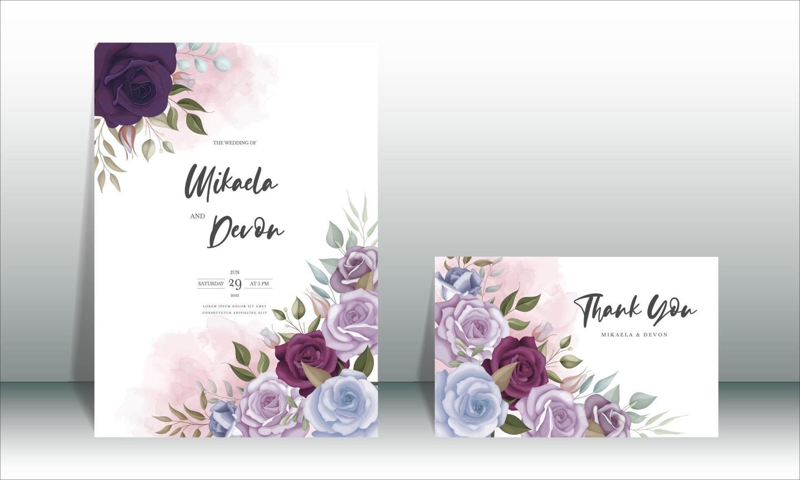 lindo design floral de cartão de convite de casamento vetor