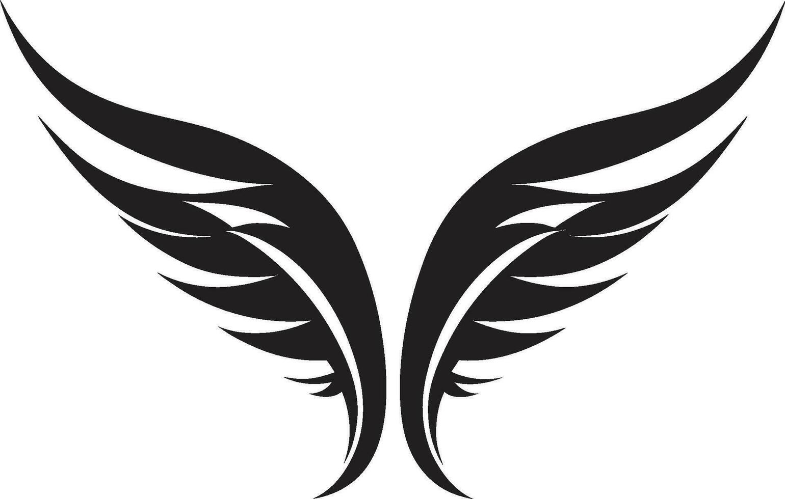 emblemático divino charme logotipo Projeto com anjo asas régio alado silhueta moderno Preto ícone vetor