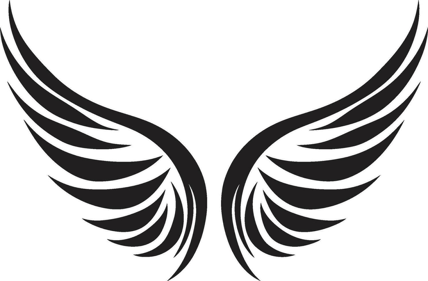 símbolo do serenidade monocromático anjo asas ícone majestoso asas dentro Preto vetor angélico emblema
